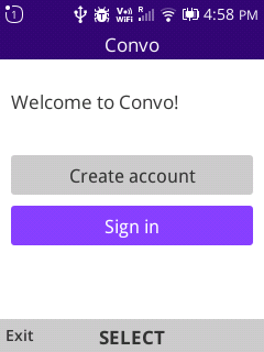 Convo login screen